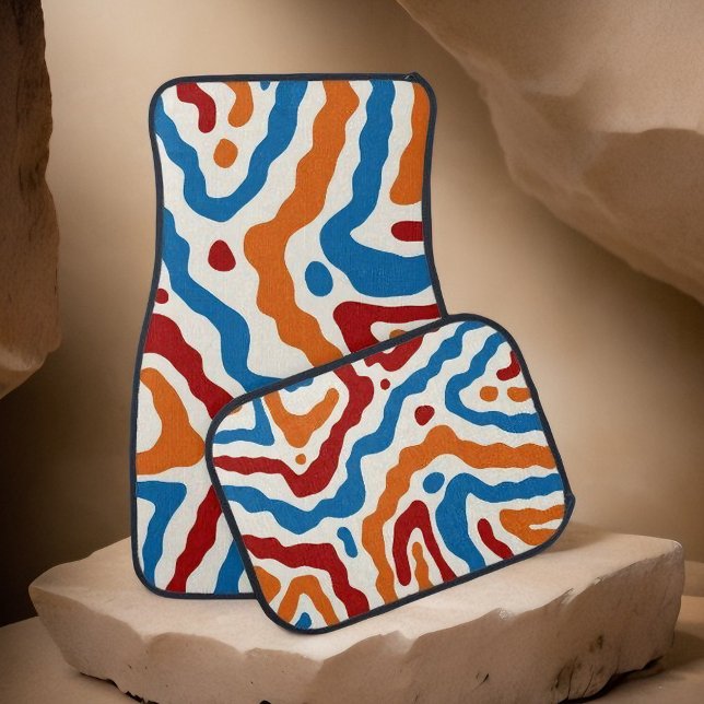 Colorful Retro Abstract Waves Car Floor Mat (Creator Uploaded)