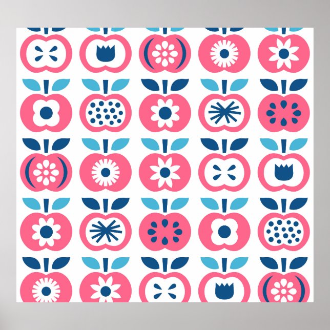 Colorful Retro Apple Seamless Pattern Poster (Front)