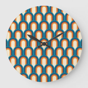 Colorful Retro Arch Rainbow Pattern Large Clock