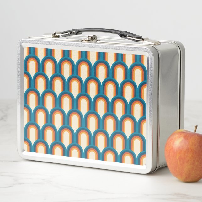 Colorful Retro Arch Rainbow Pattern  Metal Lunch Box (In Situ)