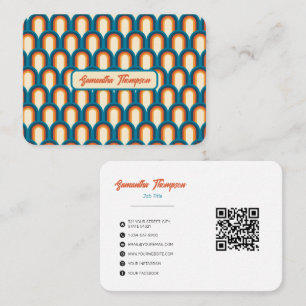 Colorful Retro Arch Rainbow Pattern QR Code Business Card
