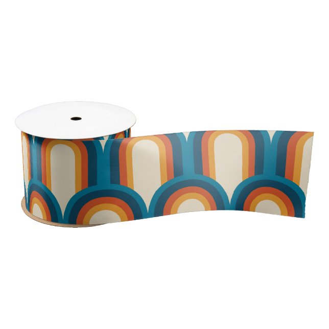 Colorful Retro Arch Rainbow Pattern  Satin Ribbon (Spool)