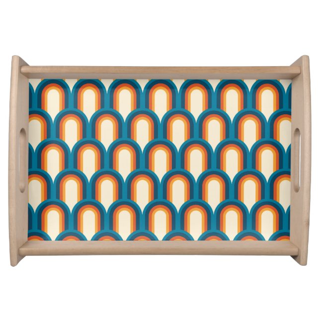 Colorful Retro Arch Rainbow Pattern  Serving Tray (Front)