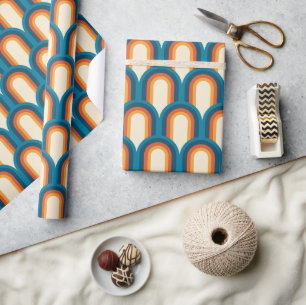 Colorful Retro Arch Rainbow Pattern Wrapping Paper