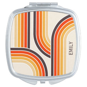 Colorful retro arches and lines compact mirror