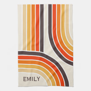 Colorful retro arches and lines kitchen towel