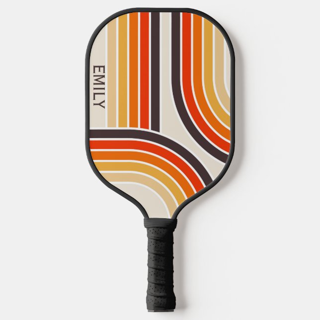 Colorful retro arches and lines pickleball paddle (Front)
