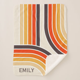 Colorful retro arches and lines sherpa blanket