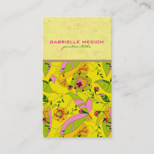 Colorful Retro Art Deco Floral Collage Business Card