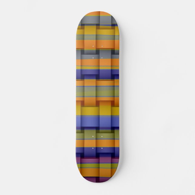 Colorful retro art stripes graphic design skateboard deck (Front)