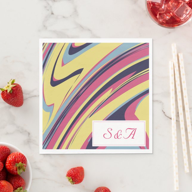 Colorful Retro Art Wedding  Napkins (Insitu)
