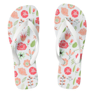Colorful Retro Assorted Flowers Pattern 2 Flip Flops