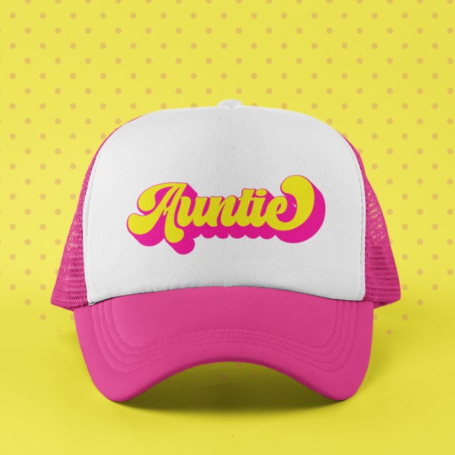 Colorful Retro Auntie  Trucker Hat (Cute and colorful retro Auntie hat for the best Aunt ever.)