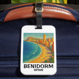 Colorful Retro Benidorm Spain Costa Blanca Travel Luggage Tag
