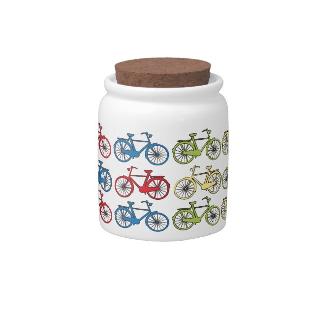 Colorful Retro Bicycles Candy Jar (Front)