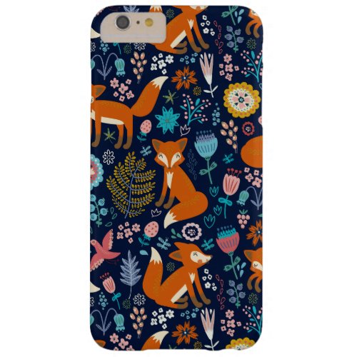 Colorful Retro Birds Foxes  Flowers Pattern Barely There iPhone 6 Plus Case