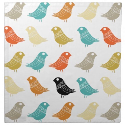 Colorful Retro Birds Mid Century Modern Cloth Napkin