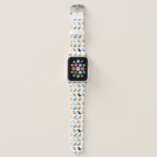 Colorful Retro Birds Pattern Apple Watch Band