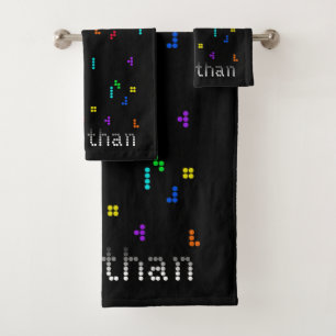 Colorful Retro Block Puzzle Game Play Gaming Bath Towel Set