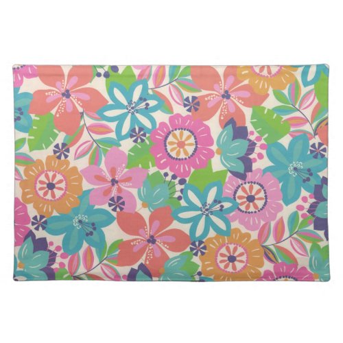 Colorful Retro Boho Girly Flower Hippie  Cloth Placemat