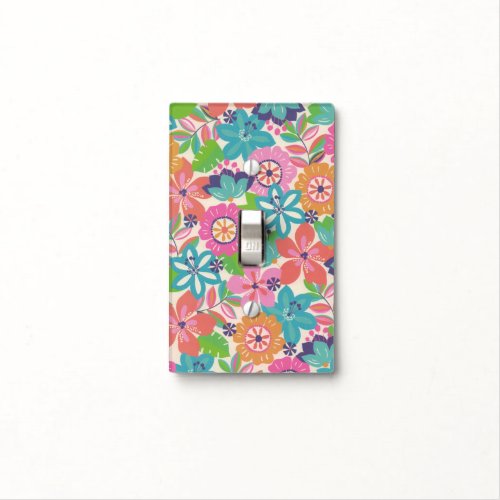 Colorful Retro Boho Girly Flower Hippie  Light Switch Cover