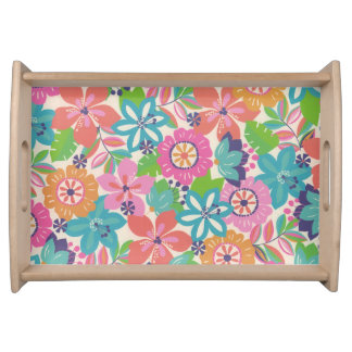 Colorful Retro Boho Girly Flower Hippie Serving Tray