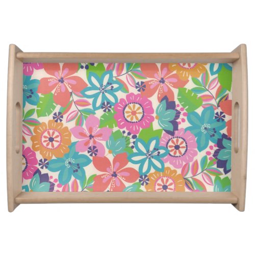 Colorful Retro Boho Girly Flower Hippie  Serving Tray