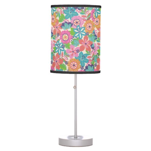 Colorful Retro Boho Girly Flower Hippie Table Lamp