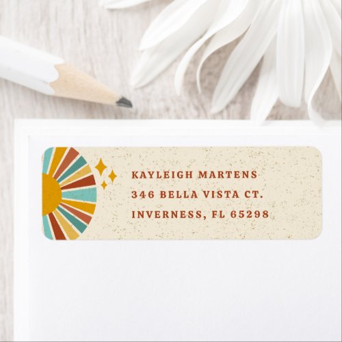 Colorful Retro Boho Sun Return Address Label