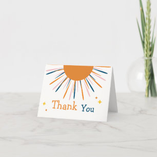 Colorful Retro Boho Sunshine Baby Shower  Thank You Card