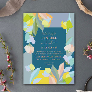 Colorful Retro Bold Floral Summer Spring Wedding F Foil Invitation