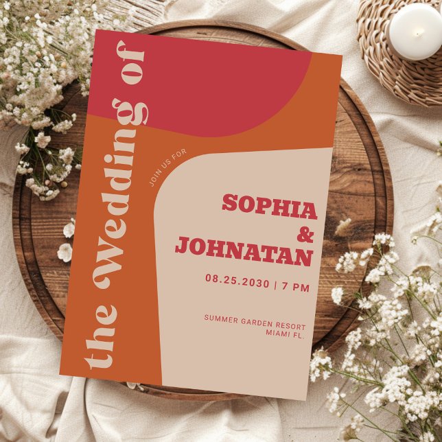 Colorful retro bold typography wedding invitation (Creator Uploaded)