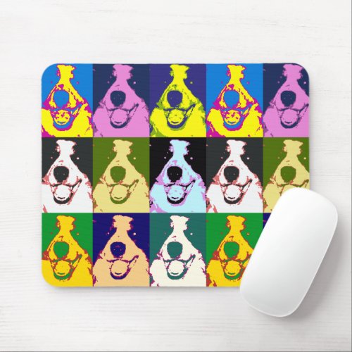 Colorful Retro Border Collie Pop Art Mouse Pad