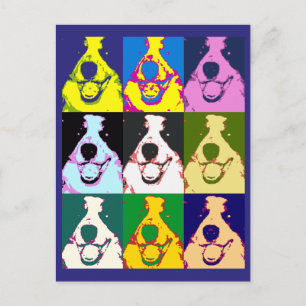 Colorful Retro Border Collie Pop Art Postcard