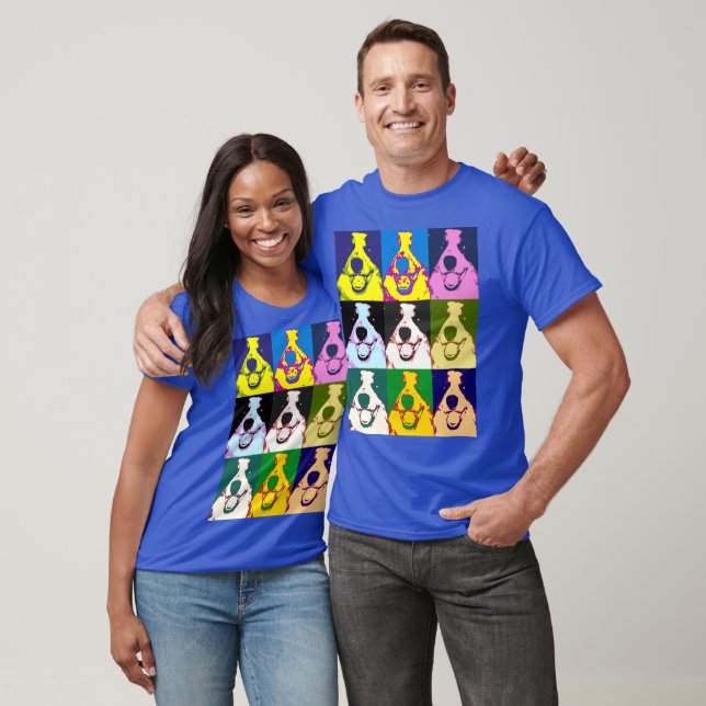 Colorful Retro Border Collie Pop Art Unisex T-Shirt (Unisex)
