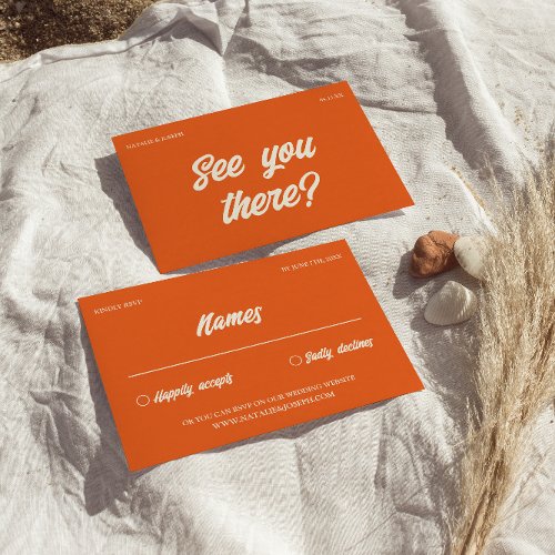 Colorful Retro Bright Bold Funky Modern Wedding  RSVP Card