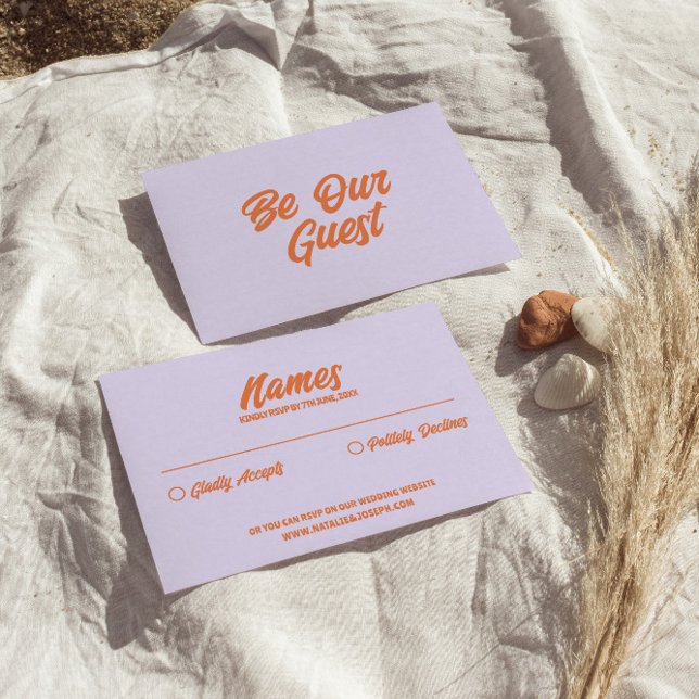 Colorful Retro Bright Bold Funky Modern Wedding  RSVP Card (Creator Uploaded)