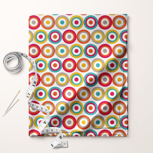 Colorful Retro Bullseye Circles Pattern Fabric