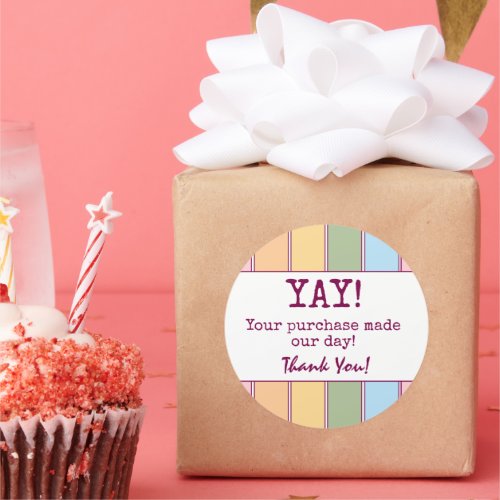 Colorful Retro Business Thank You  Classic Round Sticker
