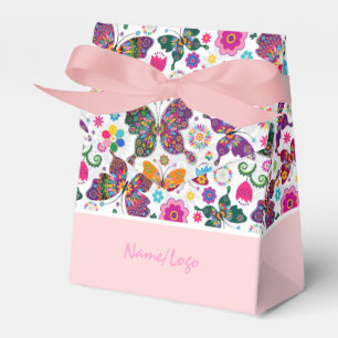 Colorful Retro Butterflies And Flowers Pattern Favor Boxes