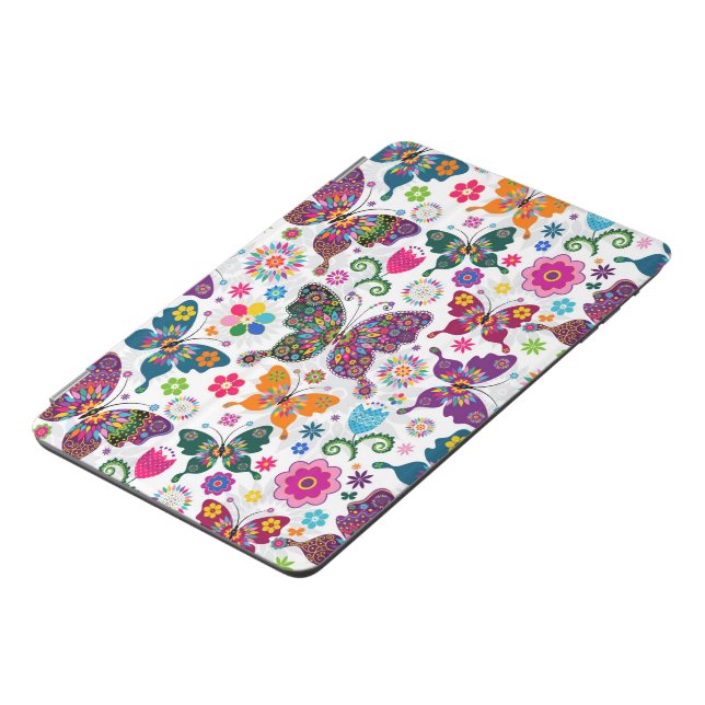 Colorful Retro Butterflies And Flowers Pattern iPad Mini Cover (Side)