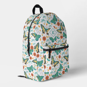 Colorful retro butterflies and flowers pattern printed backpack