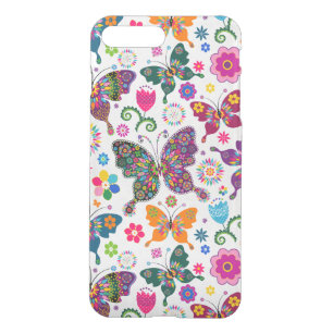 Colorful Retro Butterflies And Flowers Pattern iPhone 8 Plus/7 Plus Case