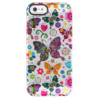 Colorful Retro Butterflies And Flowers Pattern
