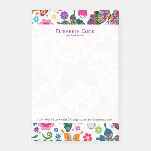 Colorful Retro Butterflies & Flowers Pattern Post-it Notes