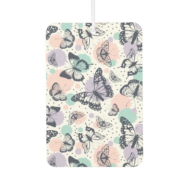 Colorful retro butterflies pattern air freshener (Front)