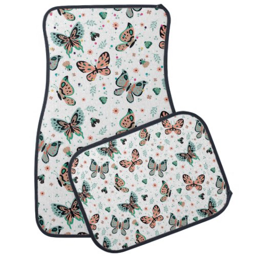 Colorful Retro butterflies pattern Car Floor Mat