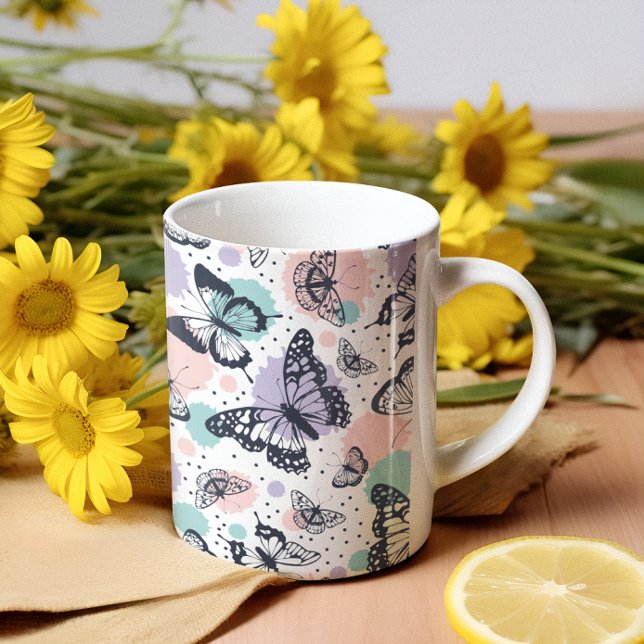 Colorful retro butterflies pattern. coffee mug (Creator Uploaded)
