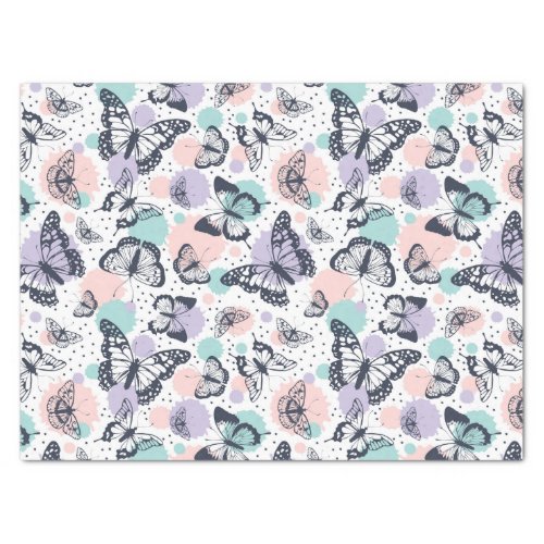 Colorful retro butterflies pattern tissue paper