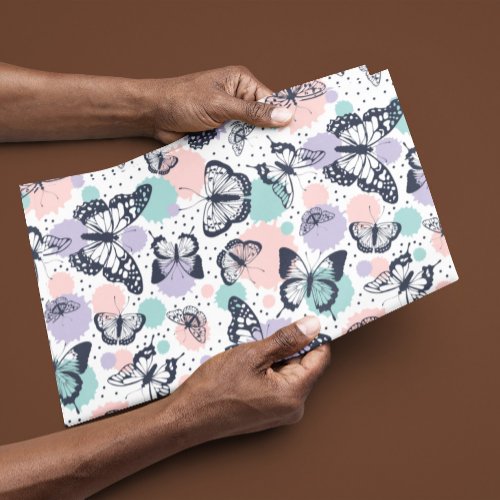 Colorful retro butterflies pattern wrapping paper